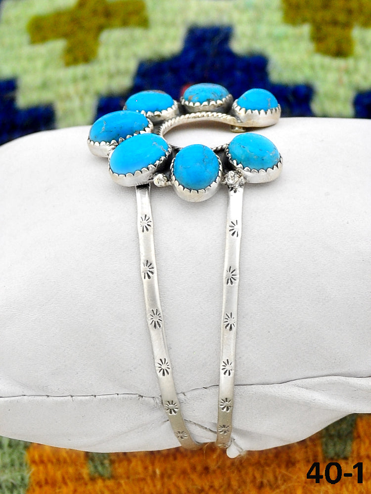 Southwest Made Blue Kingman Turquoise & Sterling Silver Cuff Bracelet