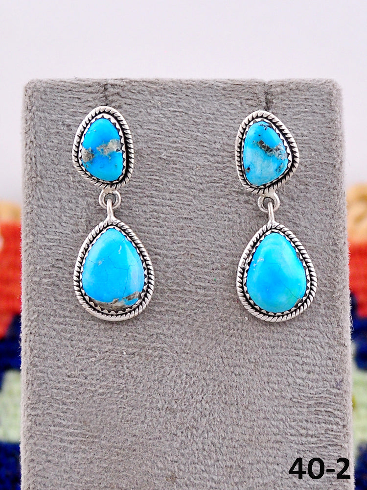 Southwest Handmade White Water & Sterling Silver Post Dangle Earrings