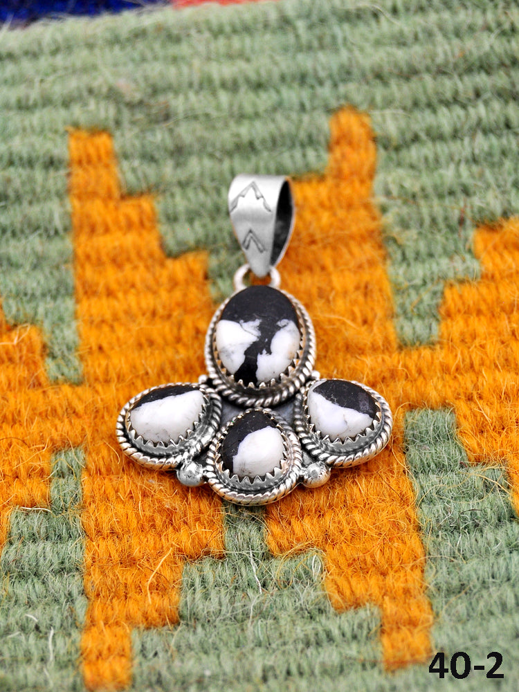 Southwest Made White Buffalo Turquoise & Sterling Silver Pendant