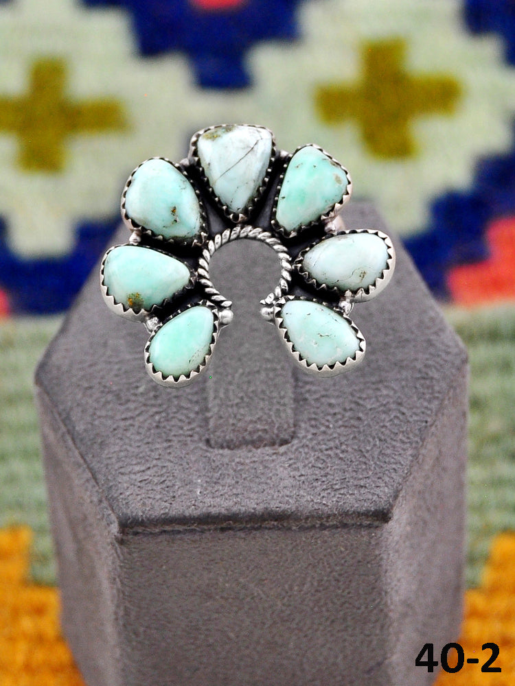 Southwest Handmade Paloma Turquoise & Sterling Silver Adjustable Ring