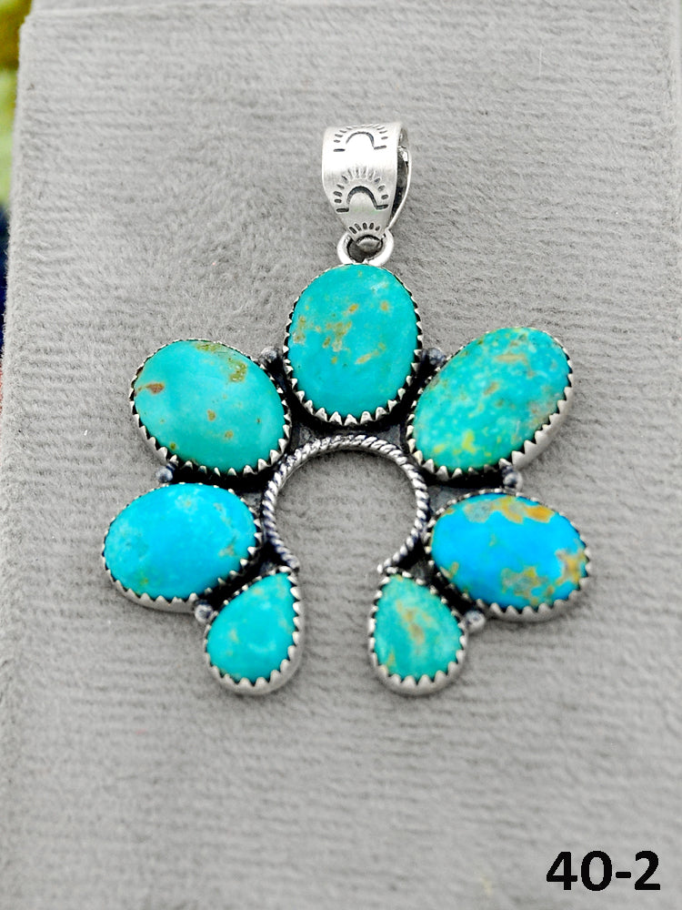 Southwest Handmade Santa Maria Turquoise & Sterling Silver Pendants
