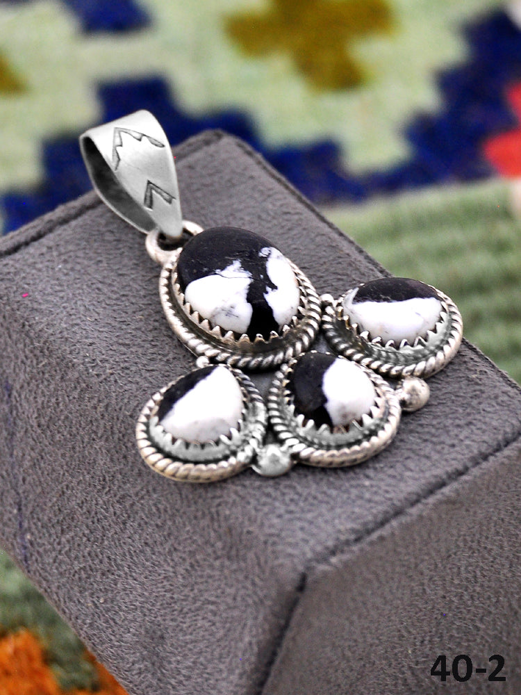 Southwest Made White Buffalo Turquoise & Sterling Silver Pendant