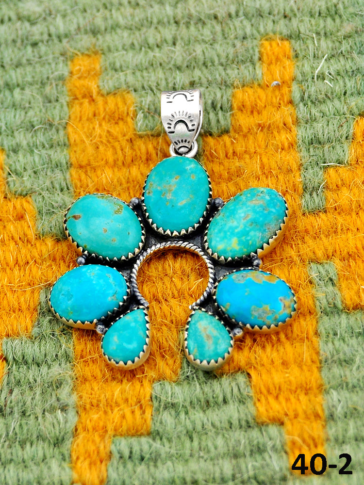 Southwest Handmade Santa Maria Turquoise & Sterling Silver Pendants