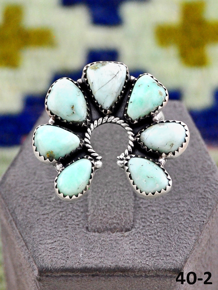 Southwest Handmade Paloma Turquoise & Sterling Silver Adjustable Ring