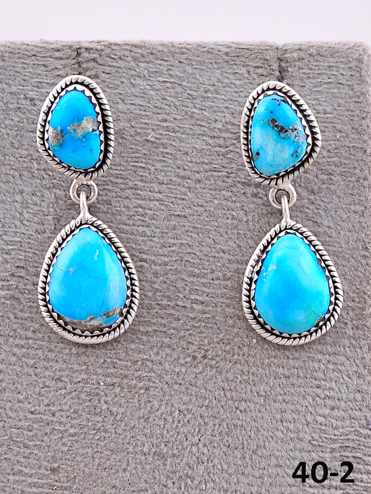 Southwest Handmade White Water & Sterling Silver Post Dangle Earrings