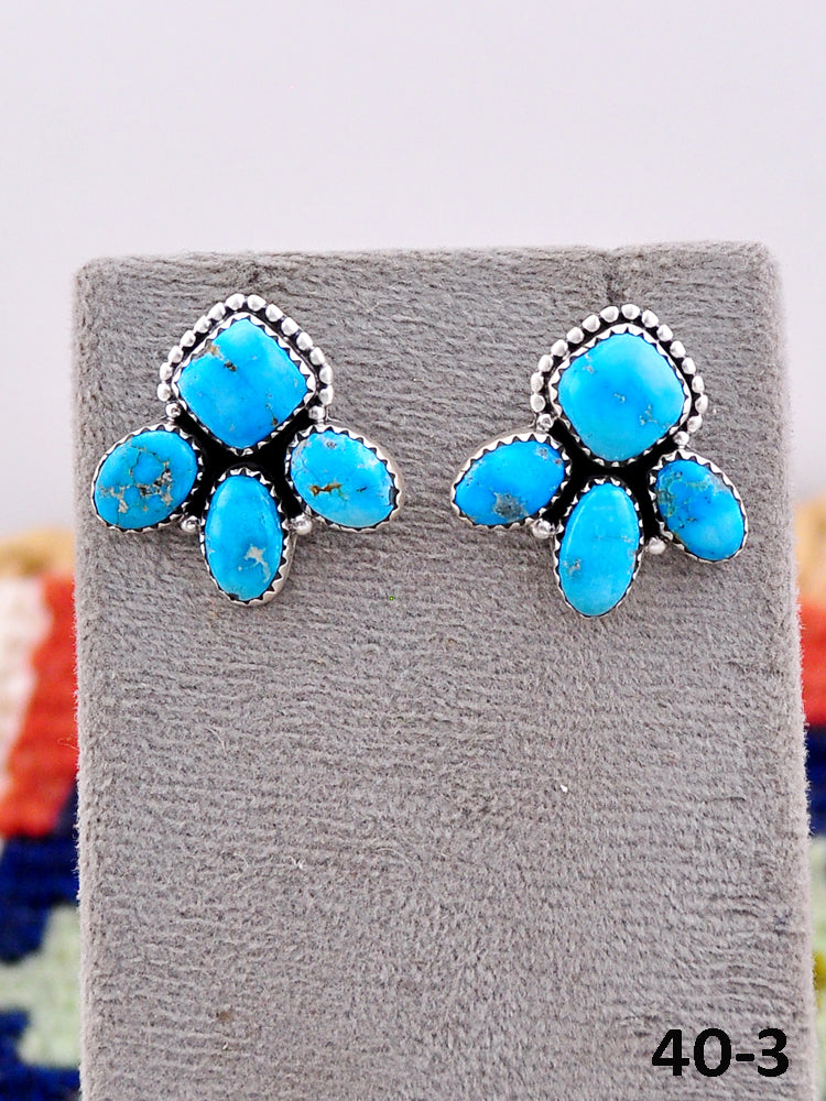 Southwest Handmade White Water & Sterling Silver Post Earrings