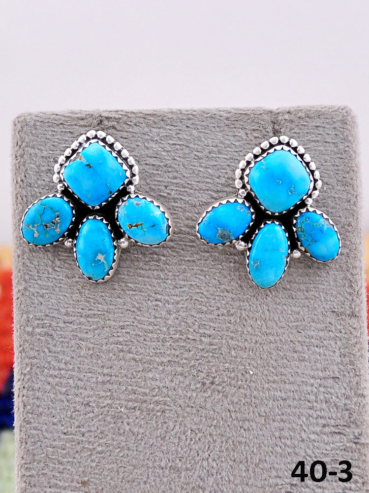 Southwest Handmade White Water & Sterling Silver Post Earrings