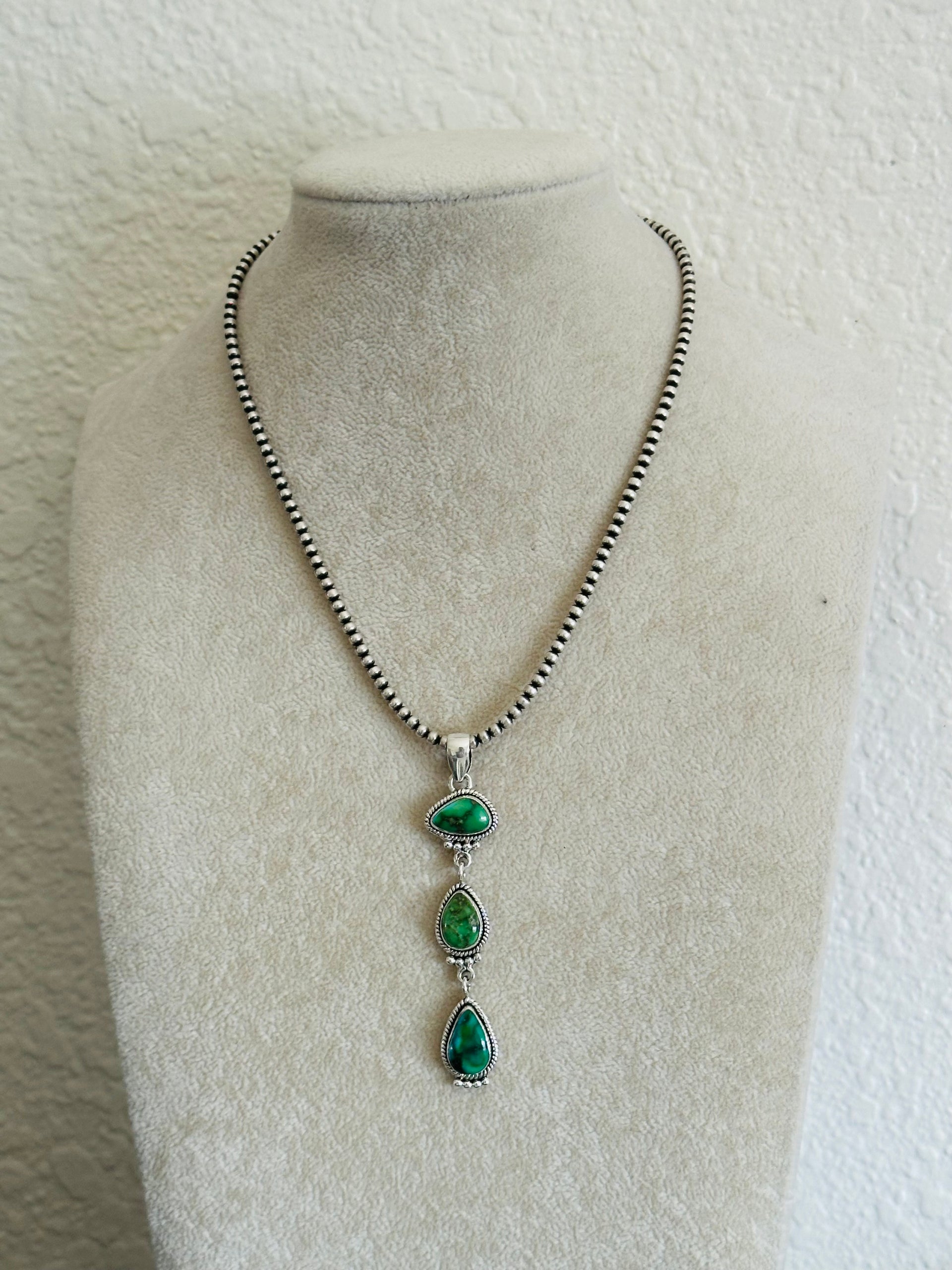 Southwest Handmade Sonoran Gold Turquoise & Sterling Silver Pendant