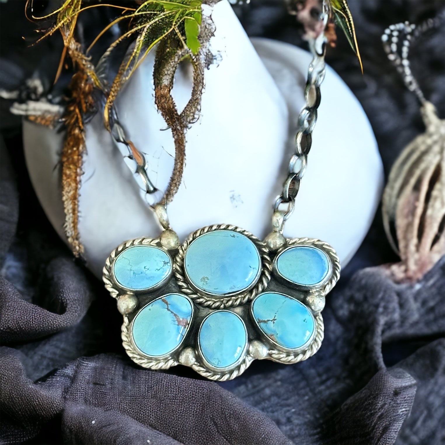 Augustine Largo Golden Hills Turquoise & Sterling Silver Necklace