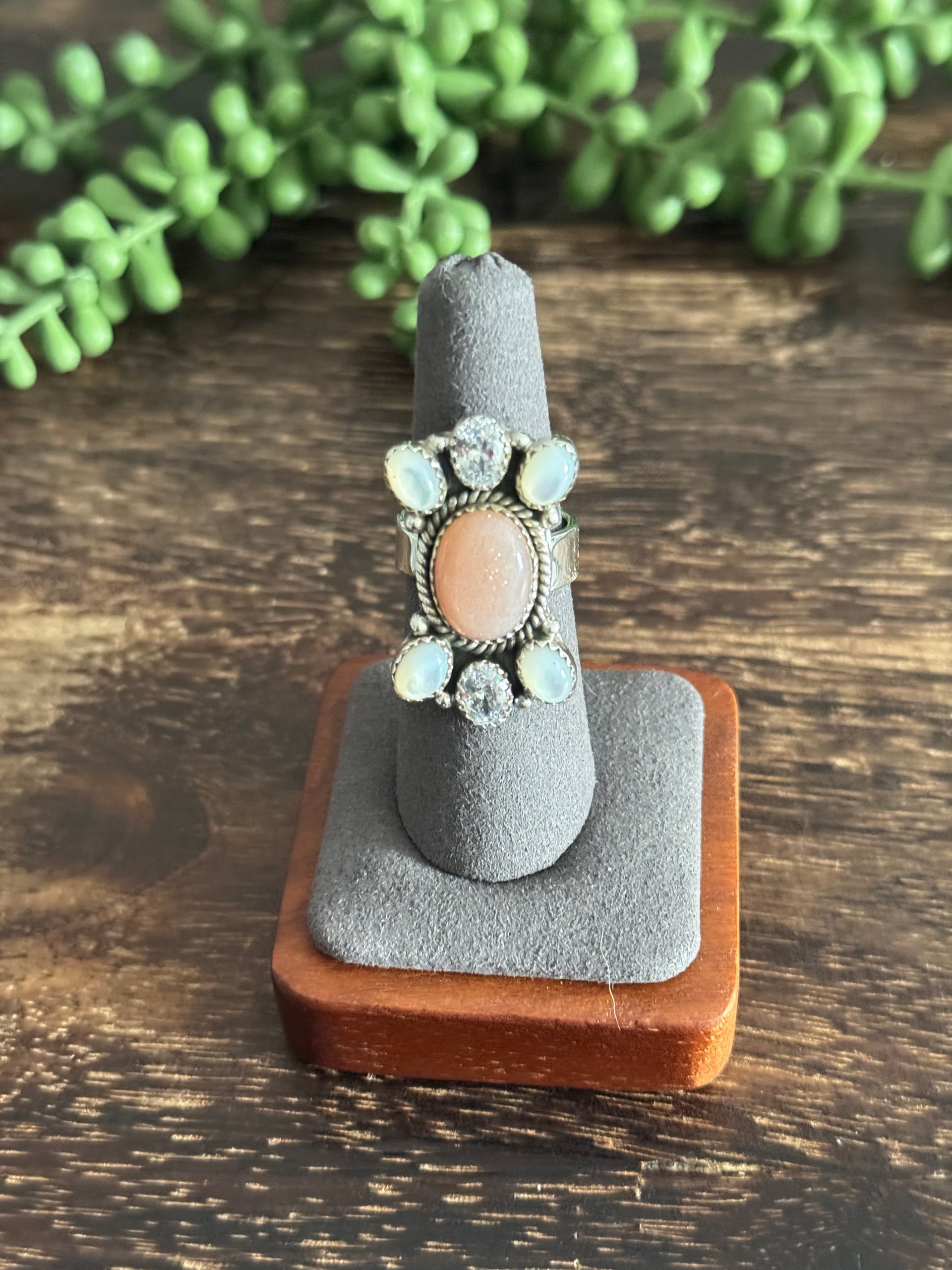 Southwest Made Multistone & Sterling Silver Adjustable Cluster Ring