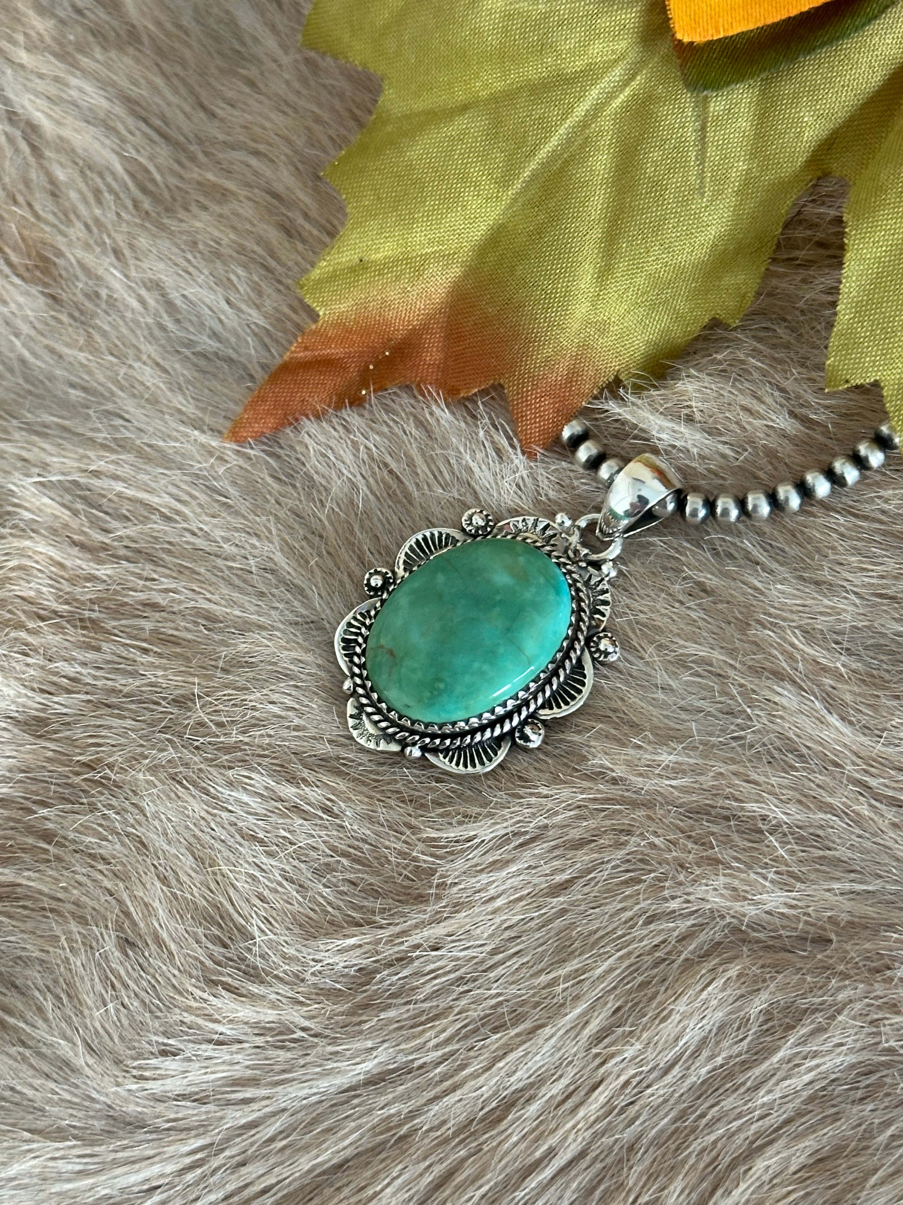 Southwest Handmade Kingman Turquoise & Sterling Silver Pendant