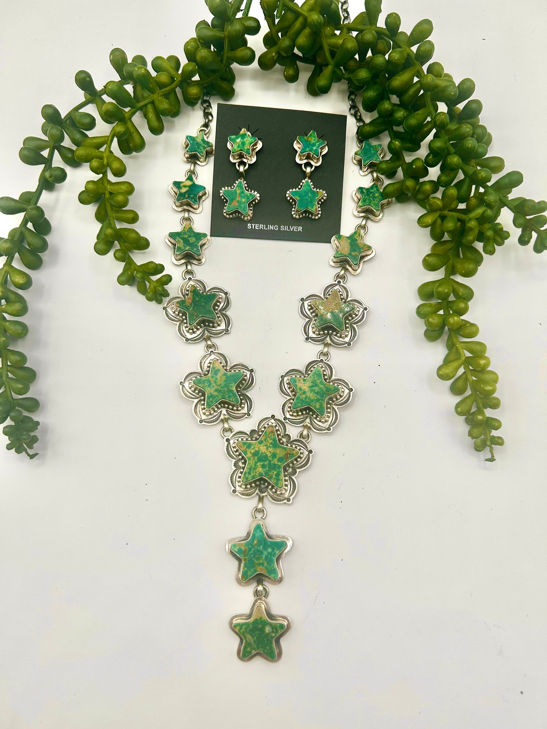 Charles Johnson Fox Turquoise & Sterling Silver Necklace Set