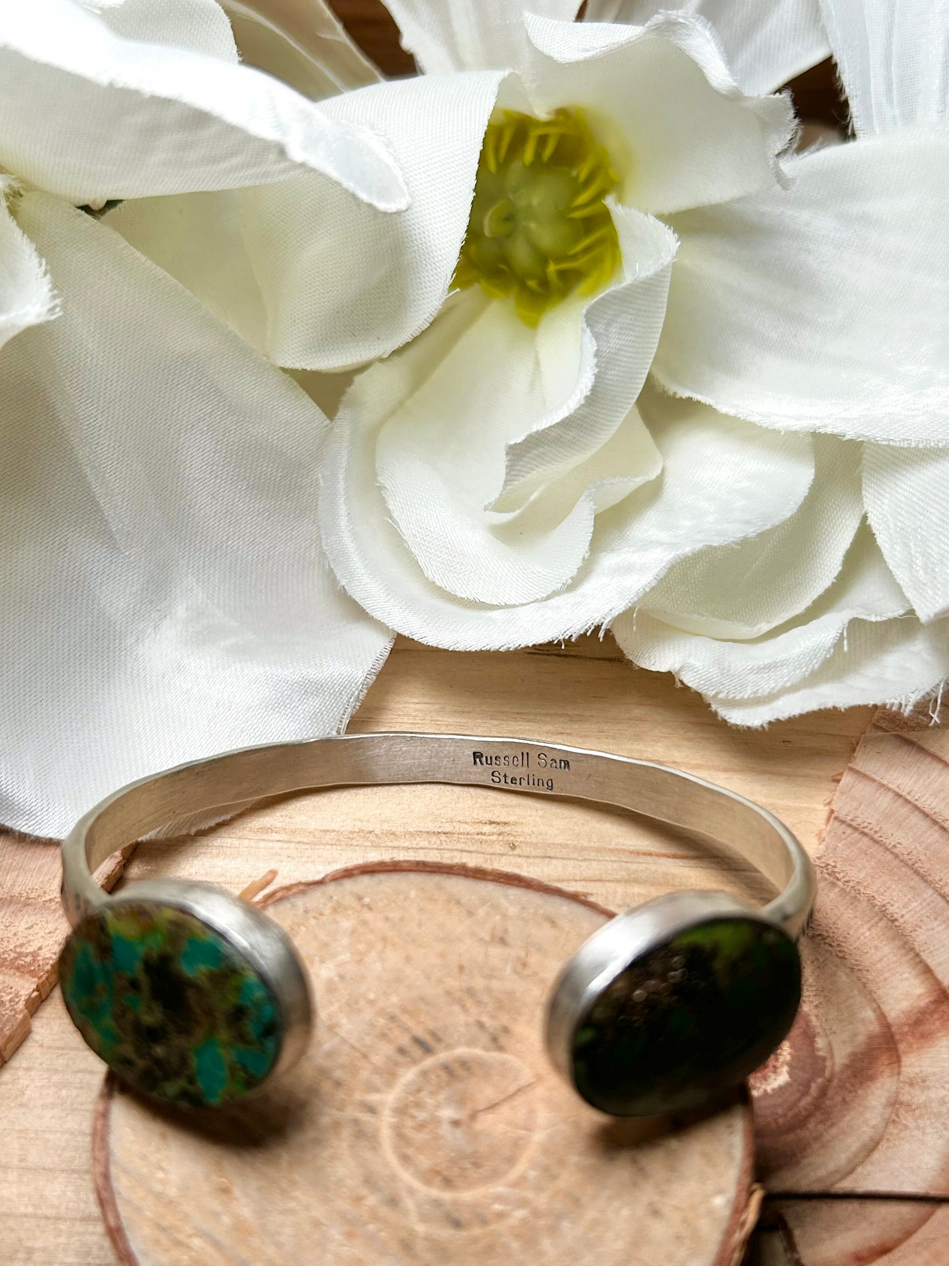 Navajo Made Kingman Turquoise & Sterling Silver Cuff Bracelet