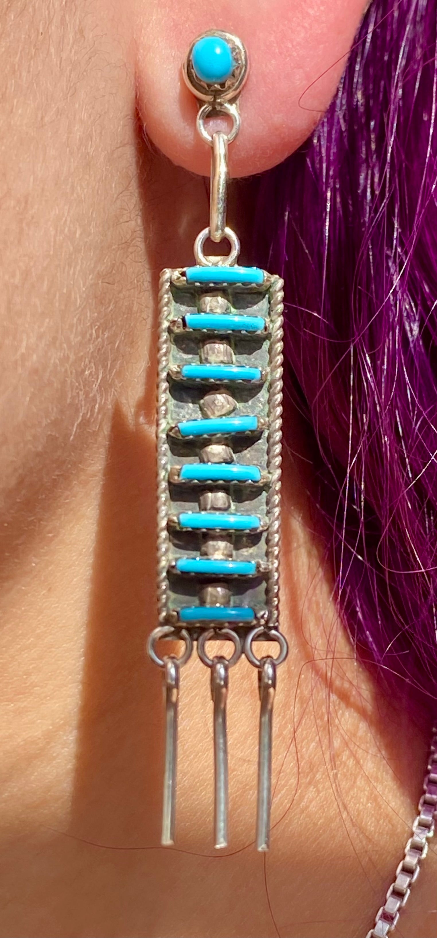 Davis Kaamaree Kingman Turquoise & Sterling Silver Post Dangle Earrings