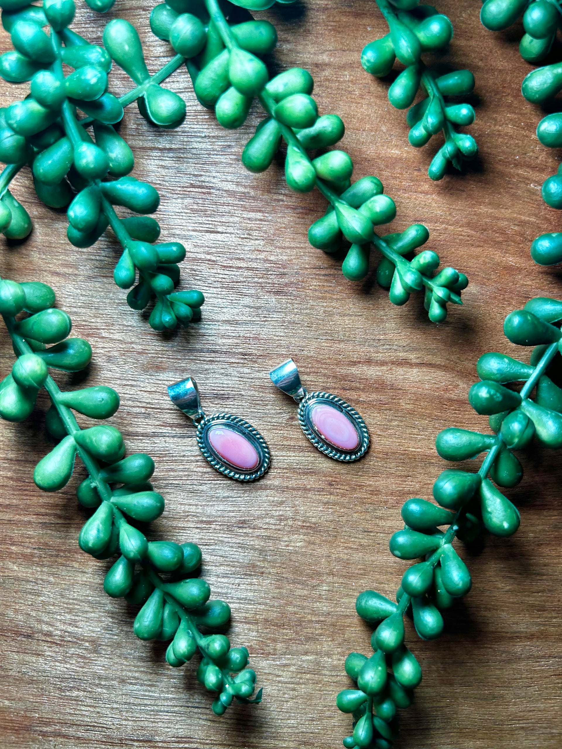 Navajo Made Pink Conch & Sterling Silver Pendant