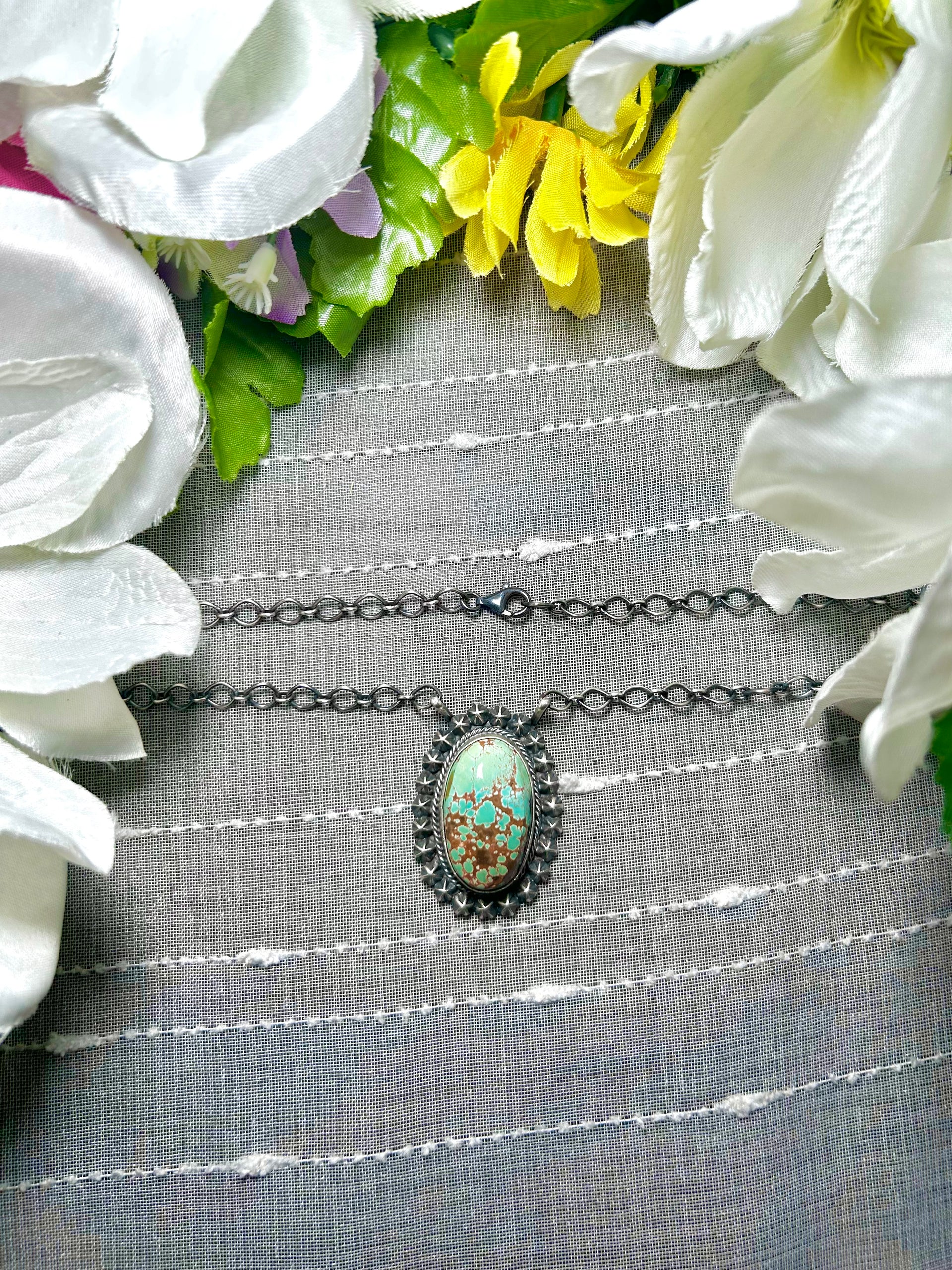 Navajo Made Royston Turquoise & Sterling Silver Necklace