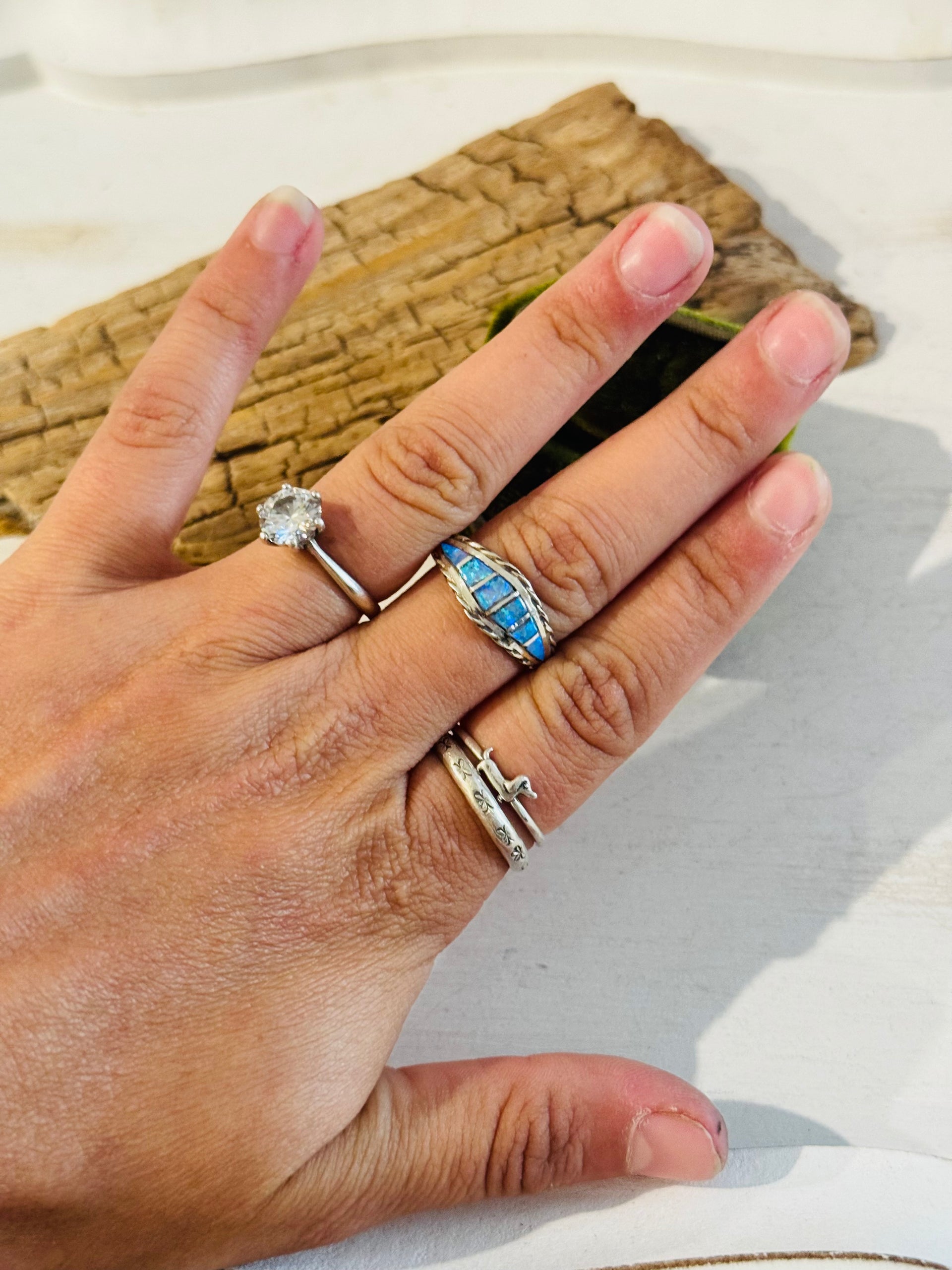 Navajo Made Blue Opal & Sterling Silver Ring