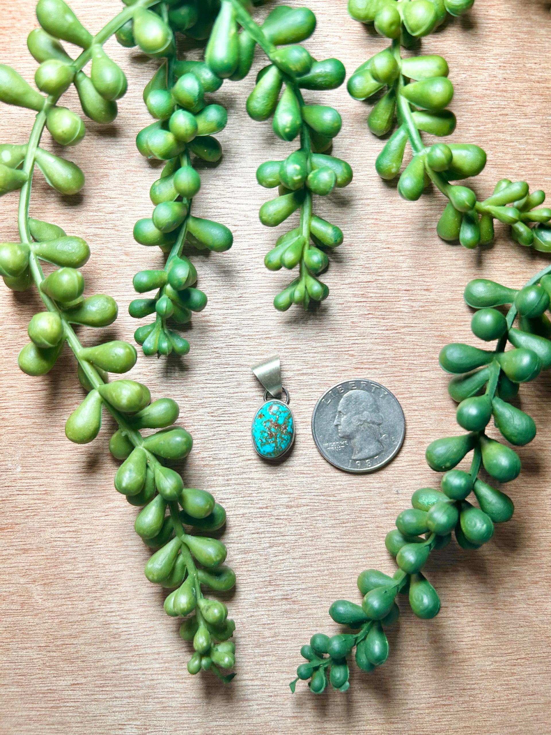 Navajo Made Blue Ridge Turquoise & Sterling Silver Pendant