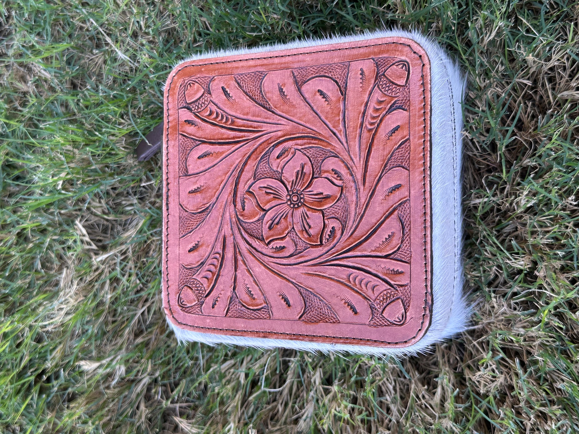 Genuine Tooled Leather Cowhide Jewelry Box