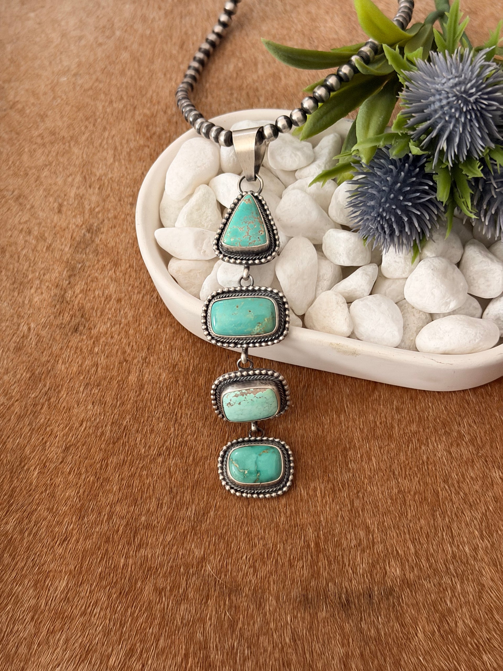 Eli Skeets Kingman Turquoise & Sterling Silver Pendant
