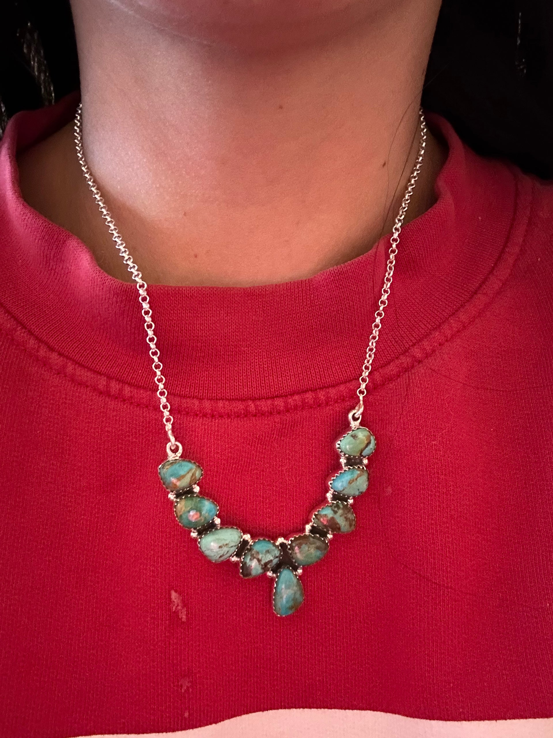 Southwest Made Kingman Turquoise & Sterling Silver Necklace