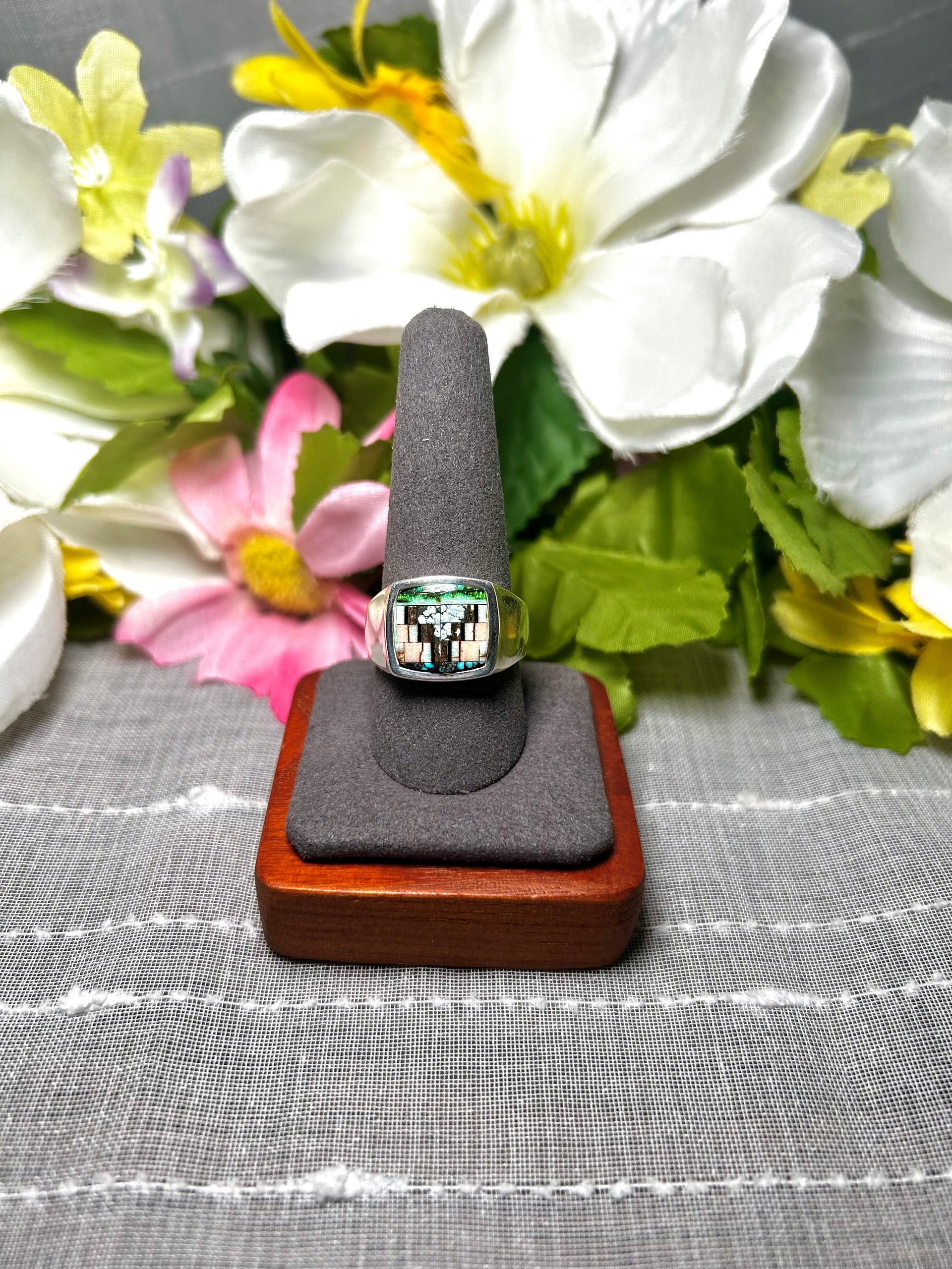 Navajo Made Opal & Sterling Silver Ring Size 10.25