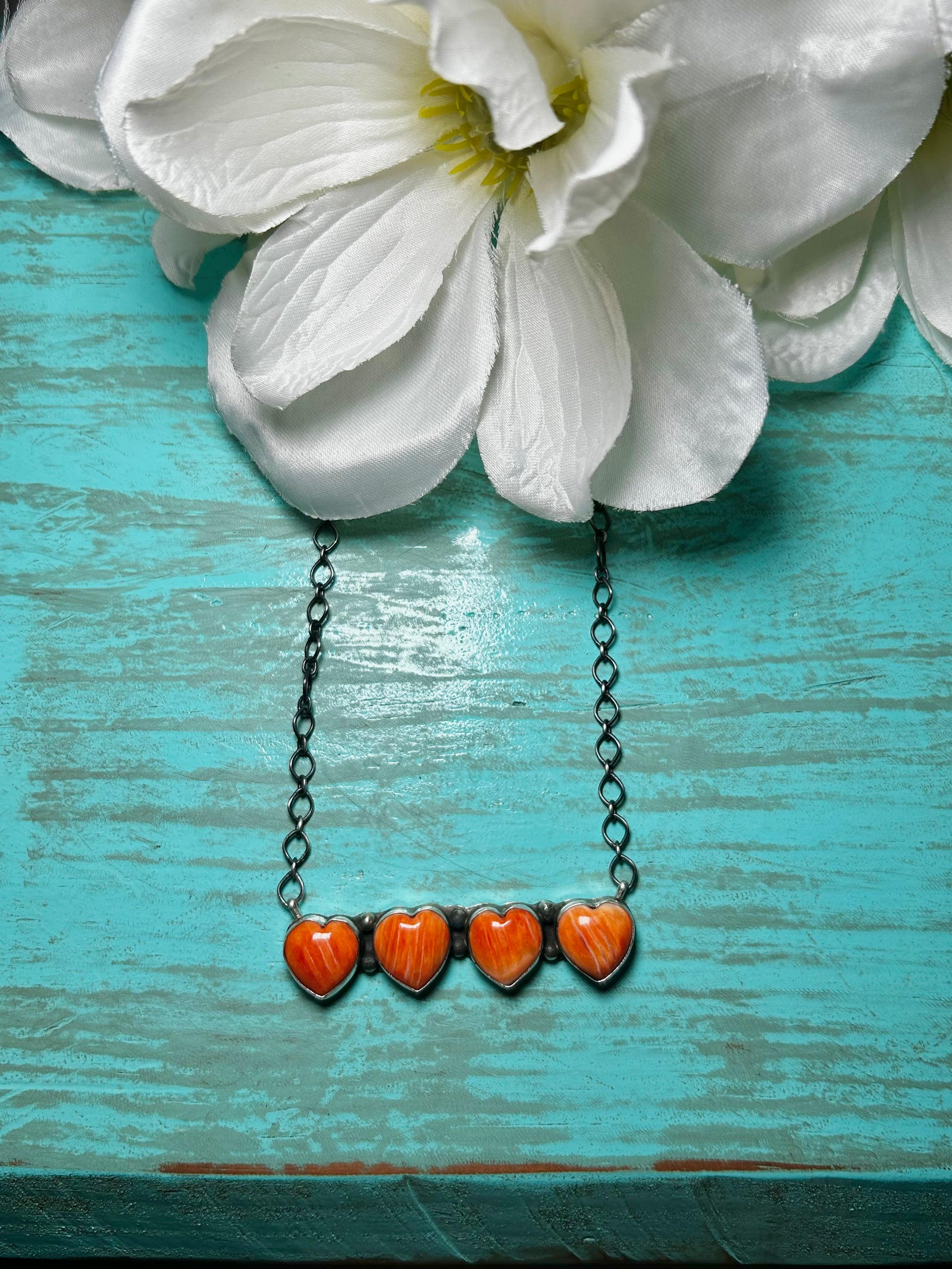 Tia Long Spiny Oyster & Sterling Sliver Necklace