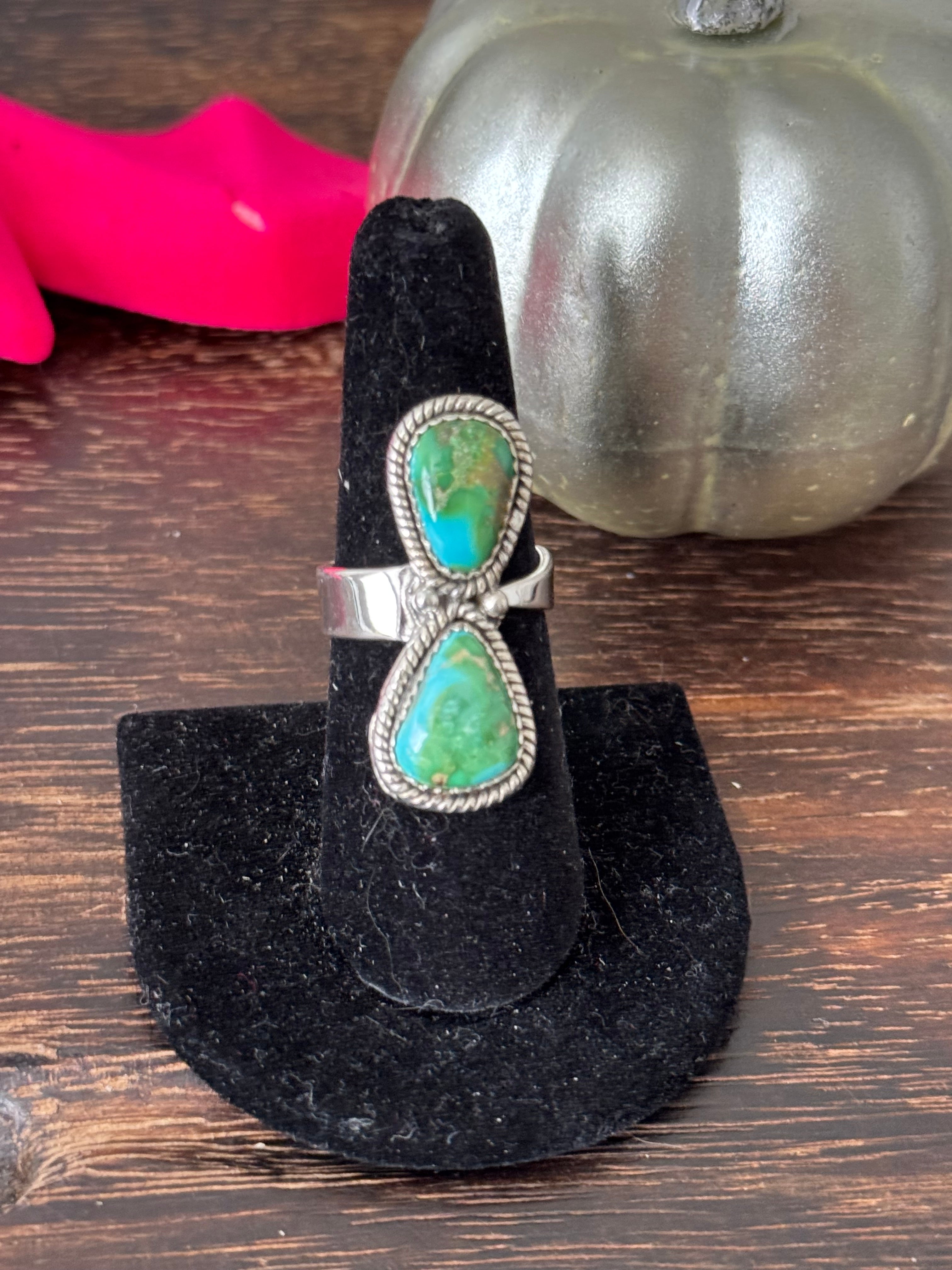 Southwest Handmade Sonoran Mountain Turquoise & Sterling Silver Adjustable Ring