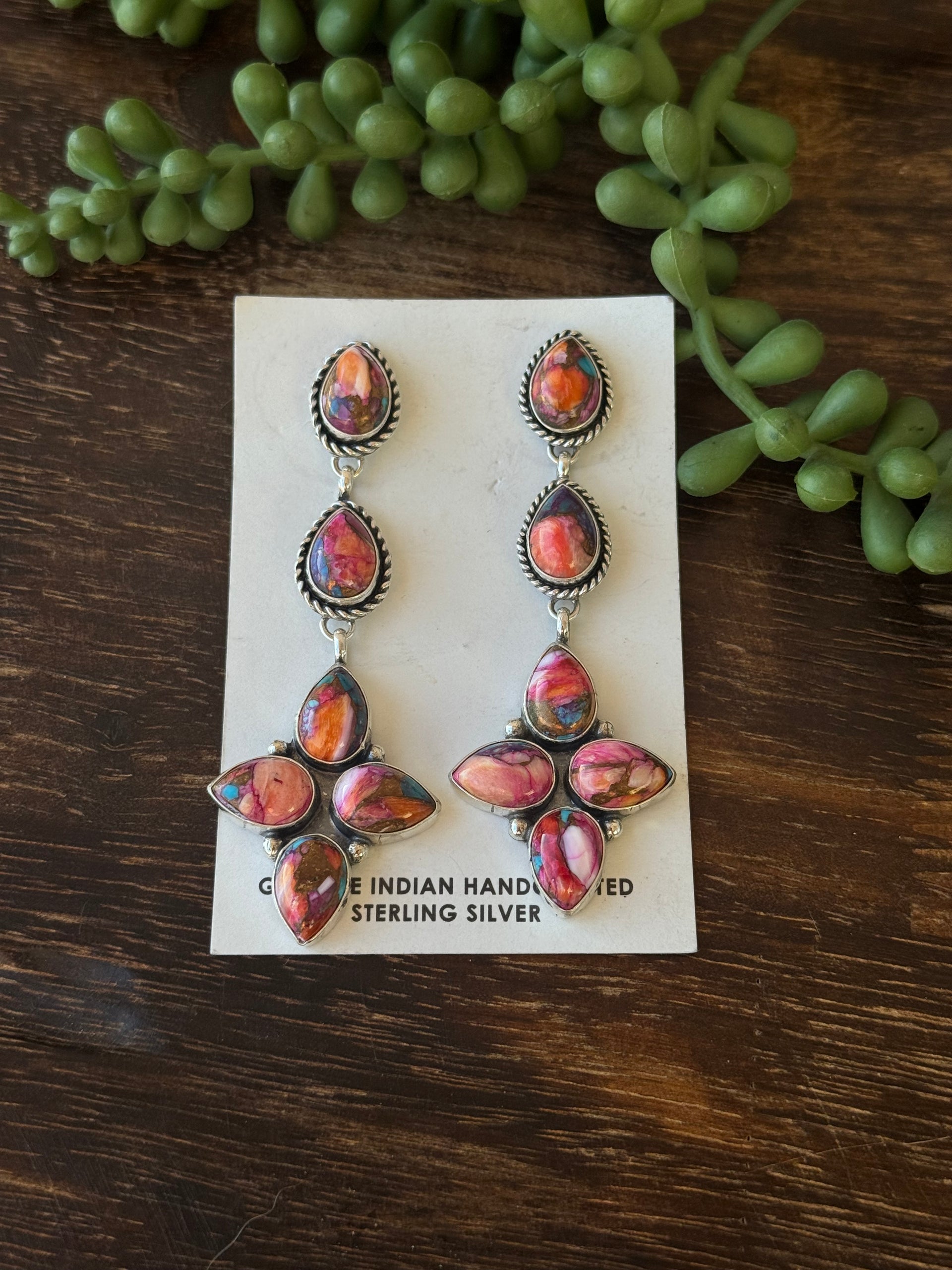 Ronald Lee Pink Mohave Turquoise & Sterling Silver Post Earrings