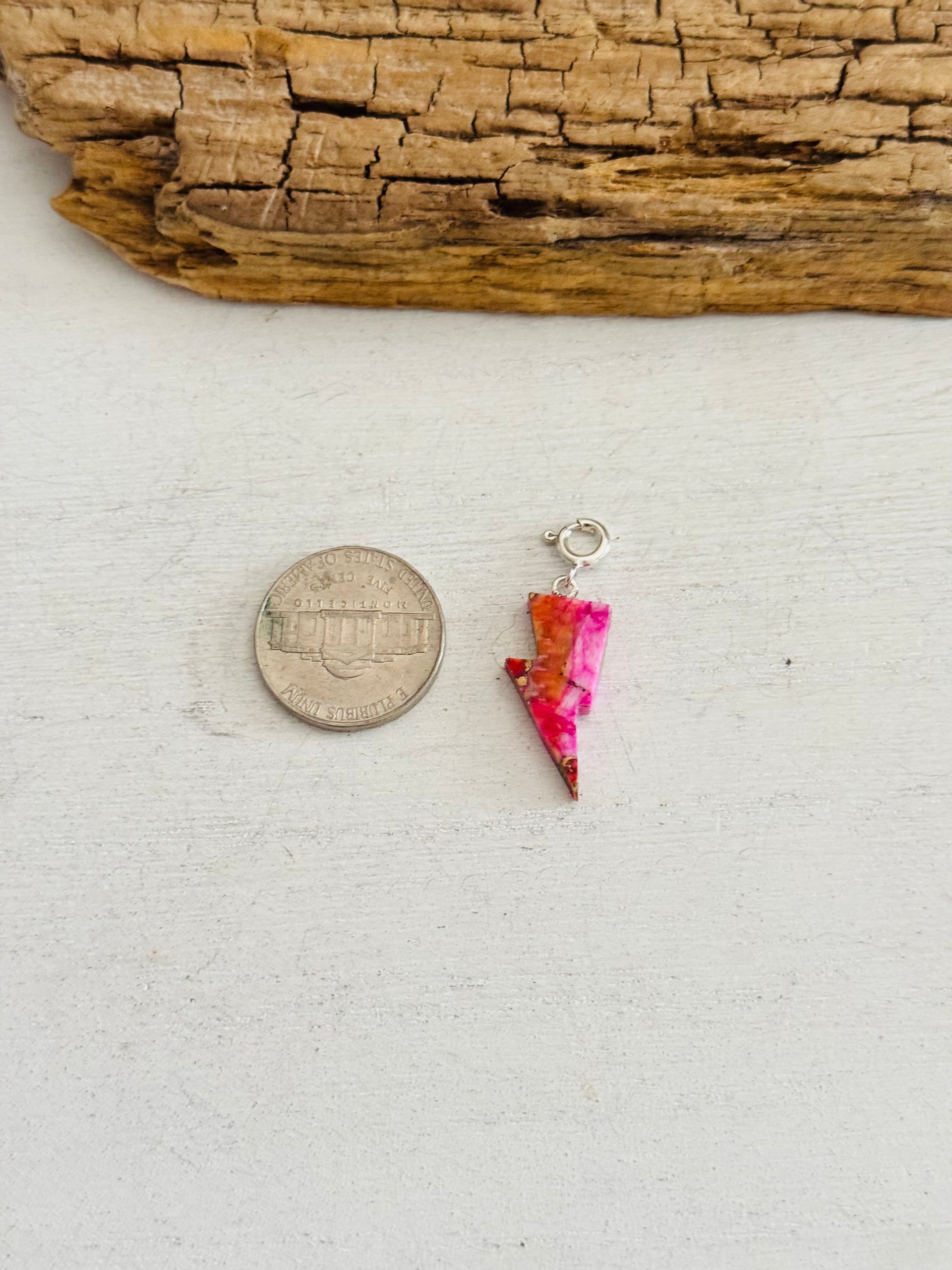 Navajo Made Mohave Turquoise & Sterling Silver Lightning Bolt Charms