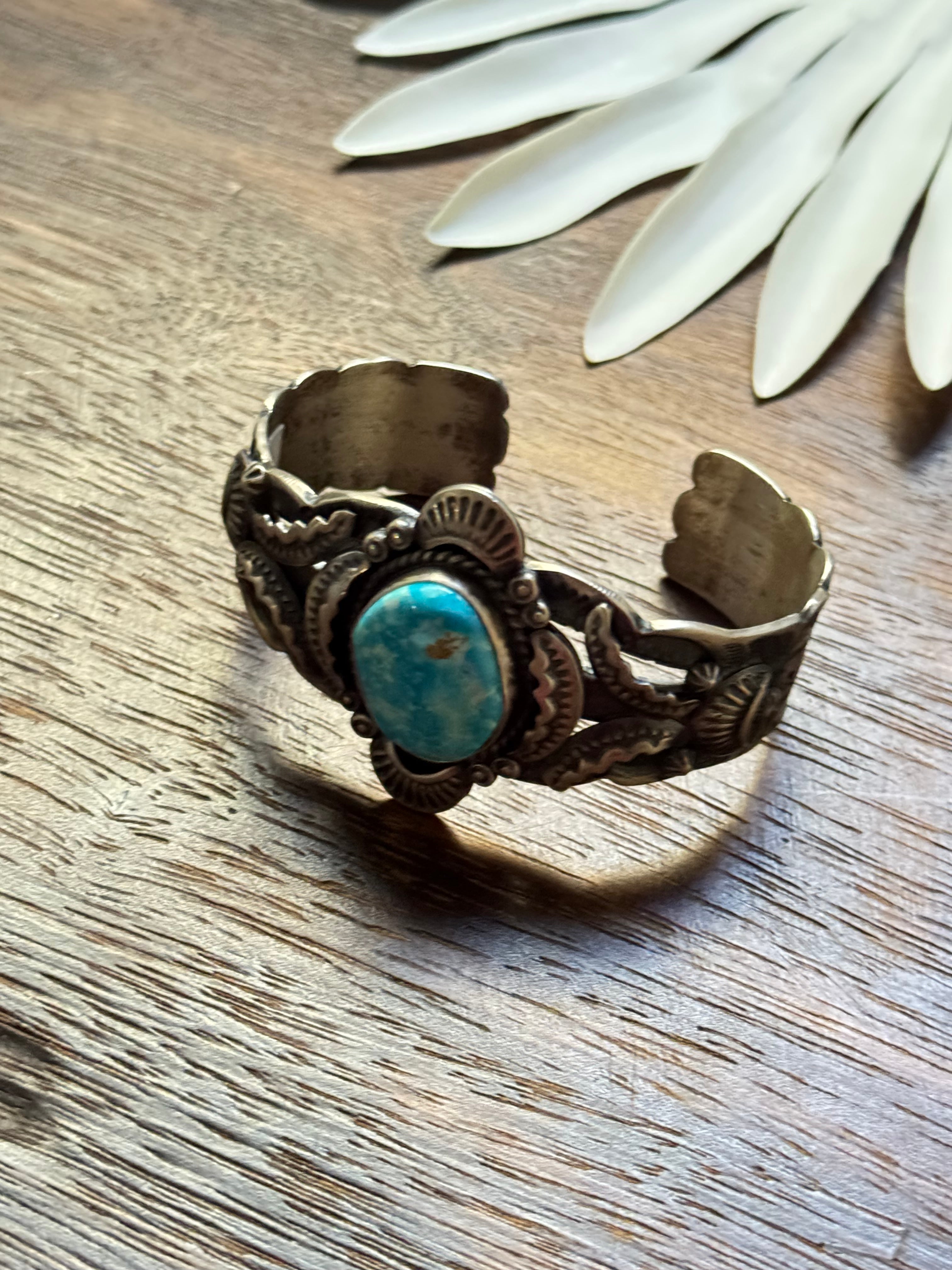 Gilbert Tom Valley Blue Turquoise & Sterling Silver Cuff Bracelet