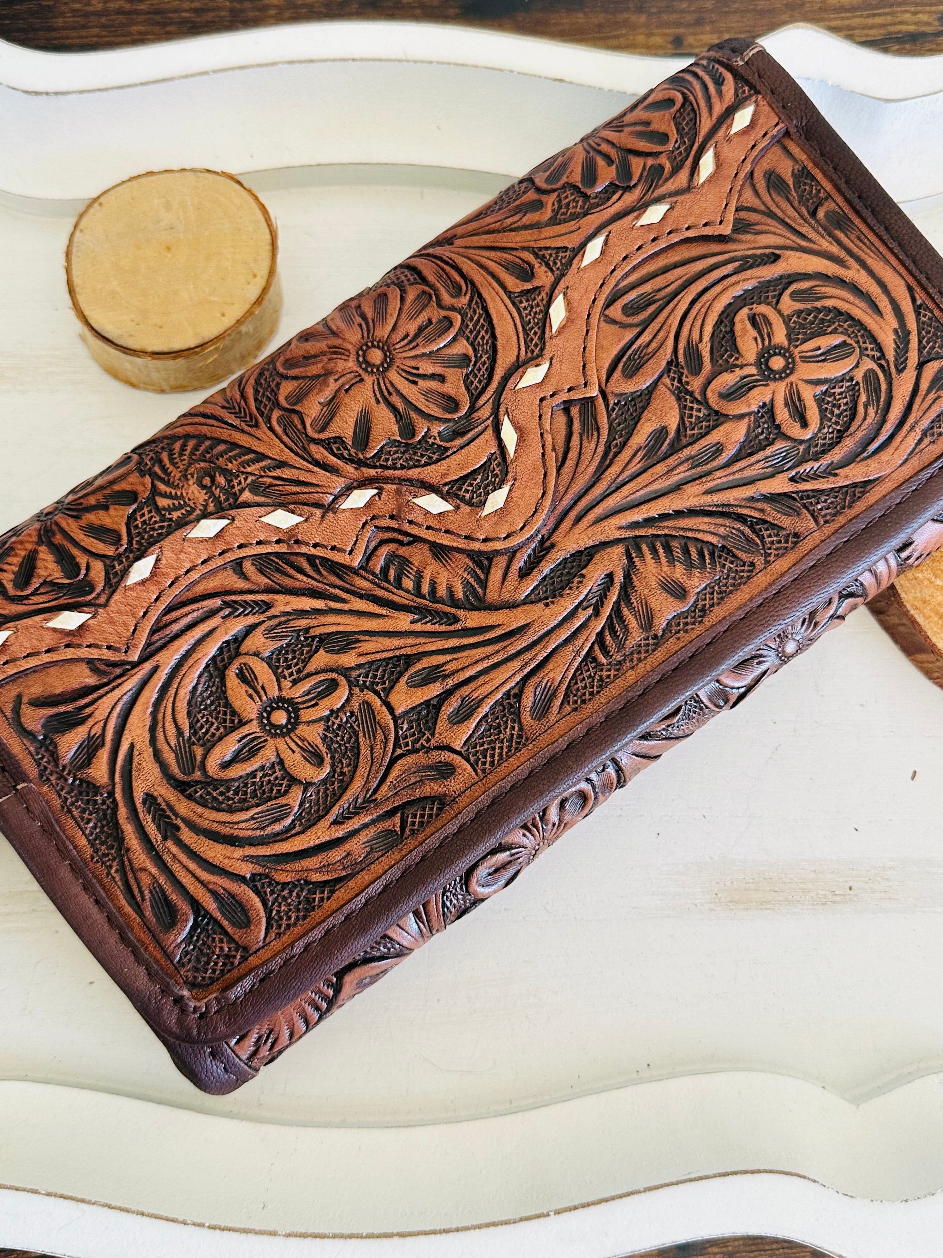 Genuine Tooled Leather Wallet/Clutch