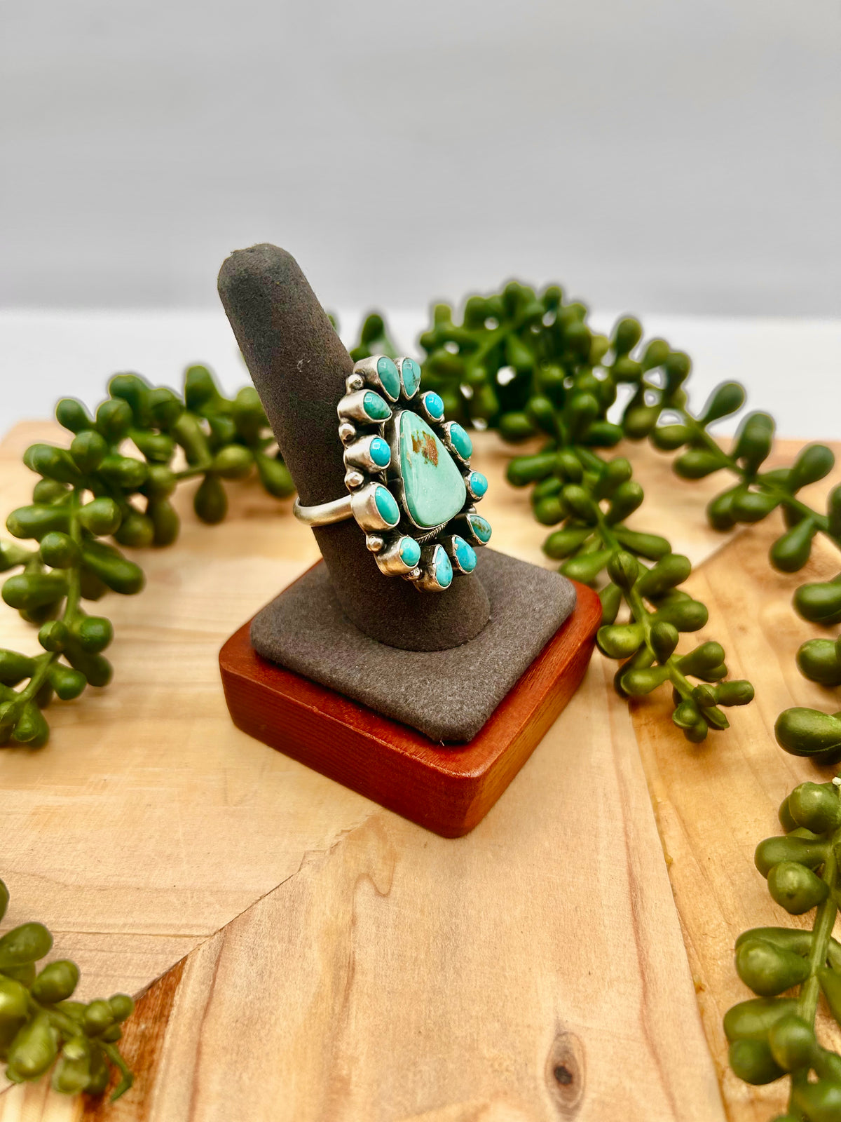 Sheila Becenti Royston  Turquoise & Sterling Silver Ring Size 8.25