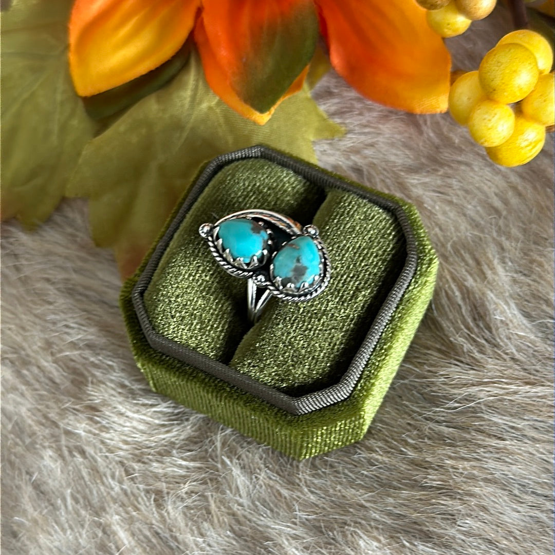 Southwest Handmade Kingman Turquoise & Sterling Silver Ring Size 7.75