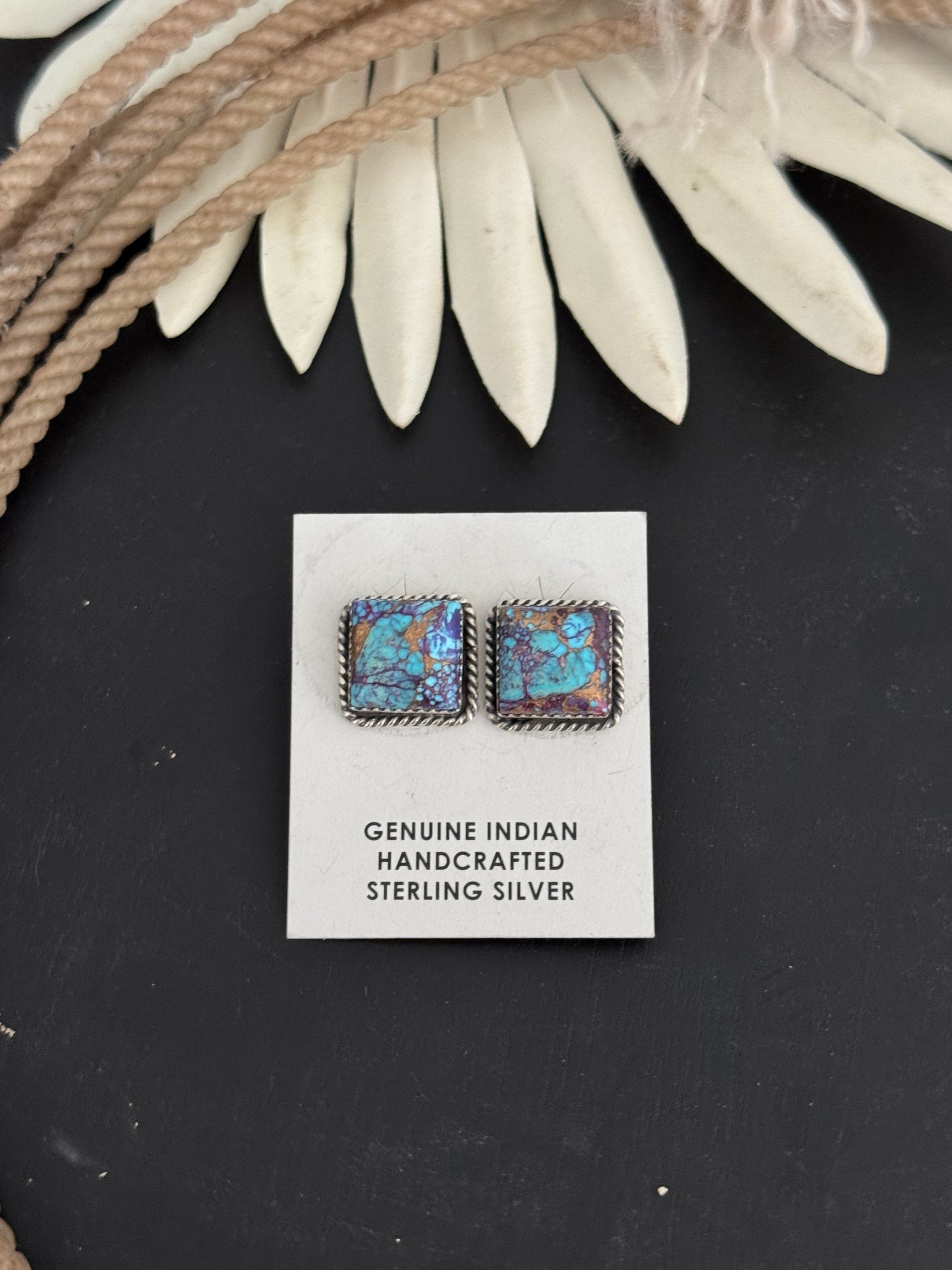 Freda Martinez Purple Mohave Turquoise & Sterling Silver Post Earrings