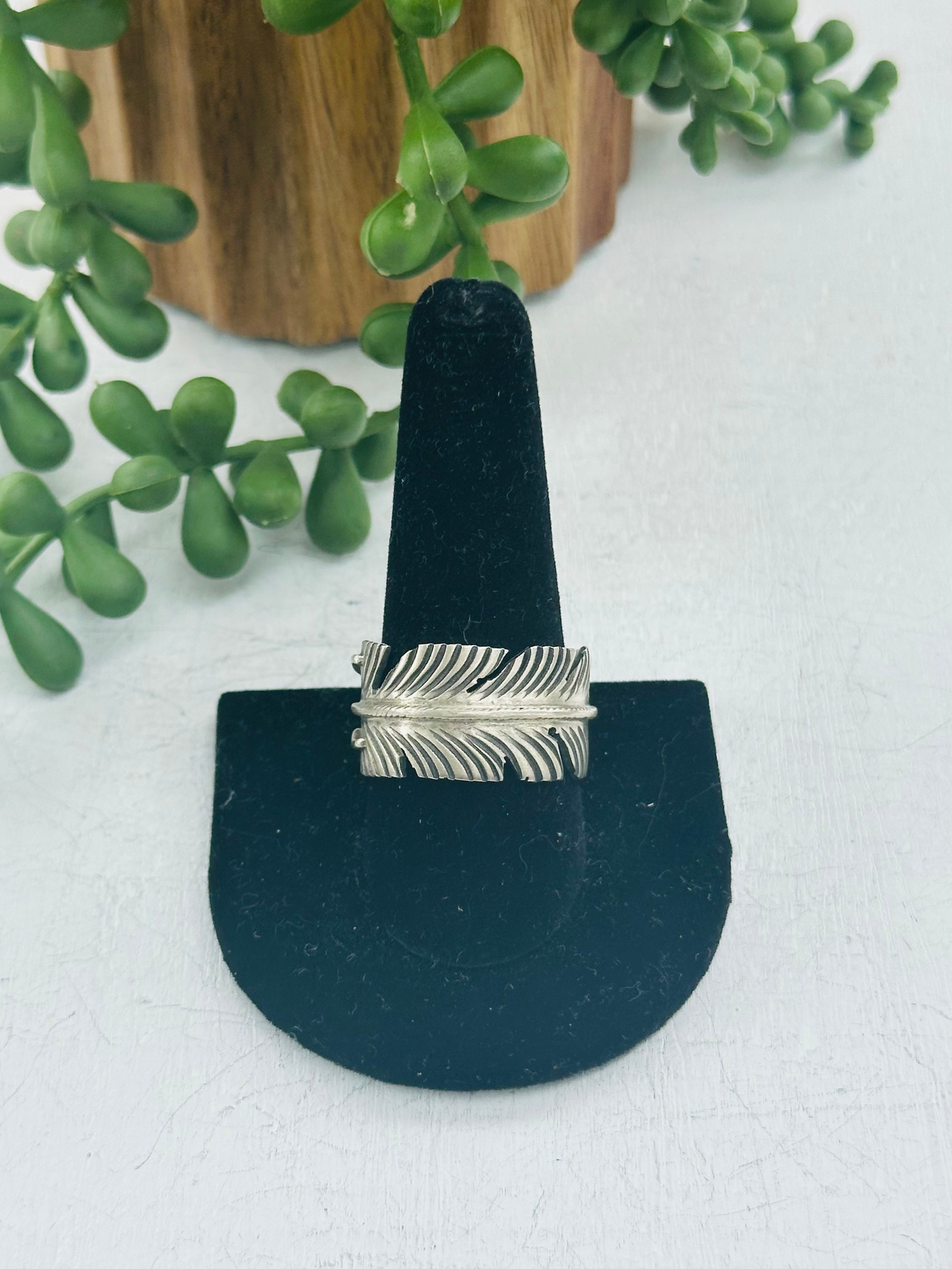 Navajo Made Sterling Silver Feather Ring