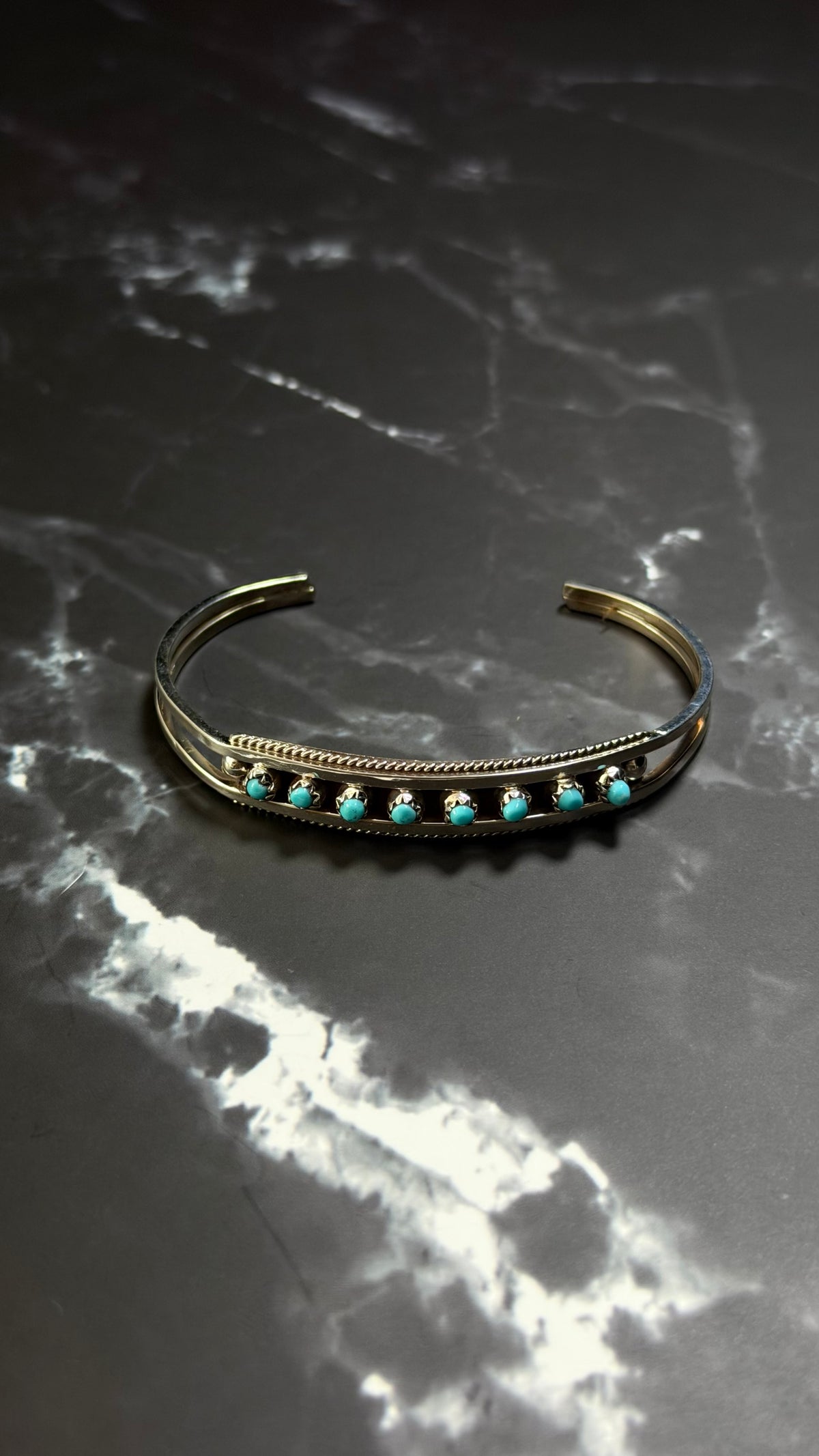 Zuni Made Kingman Turquoise & Sterling Silver Cuff Bracelet