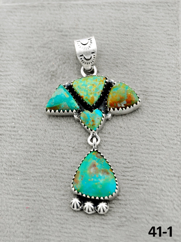 Southwest Handmade Santa Maria Turquoise & Sterling Silver Pendants