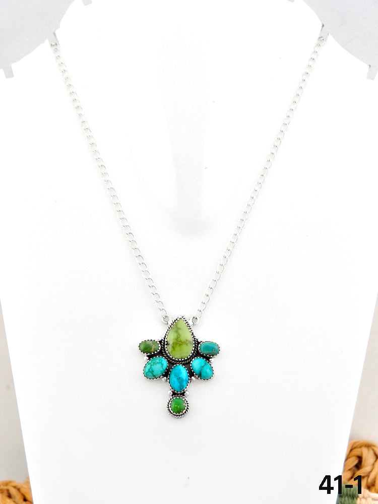 Southwest Made Emerald Valley Turquoise & Sterling Silver Necklace