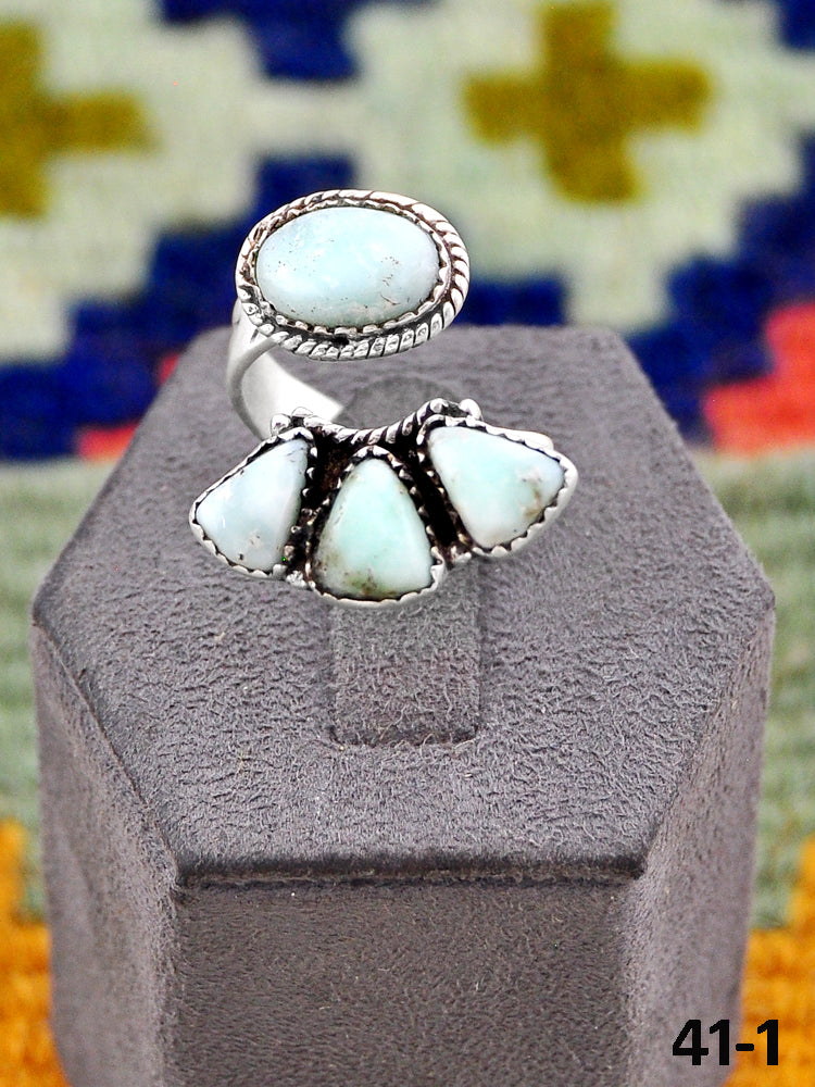 Southwest Handmade Paloma Turquoise & Sterling Silver Adjustable Ring