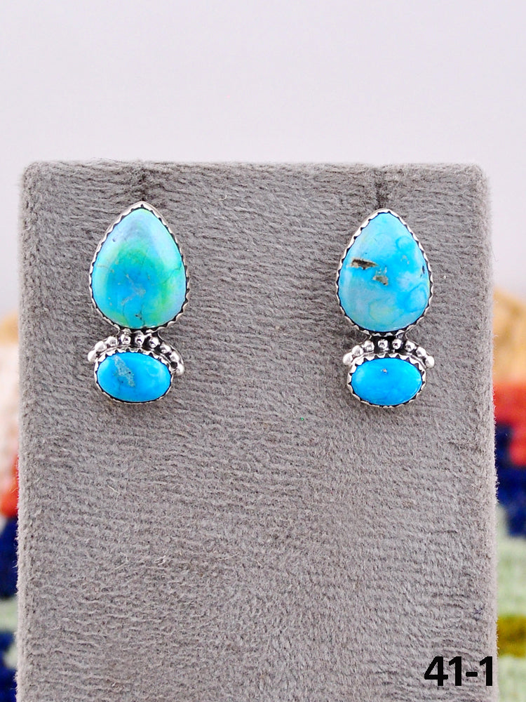 Southwest Handmade White Water & Sterling Silver Post Earrings