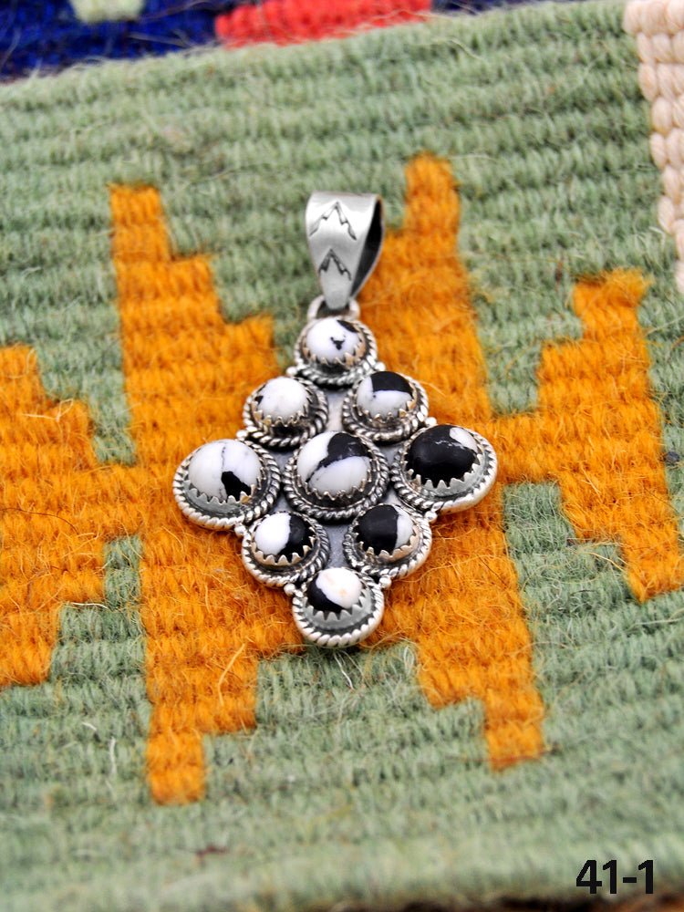 Southwest Made White Buffalo Turquoise & Sterling Silver Pendant