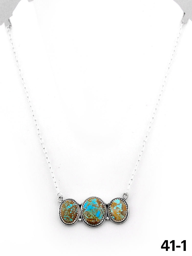 Southwest Handmade #8 Turquoise & Sterling Silver Necklace