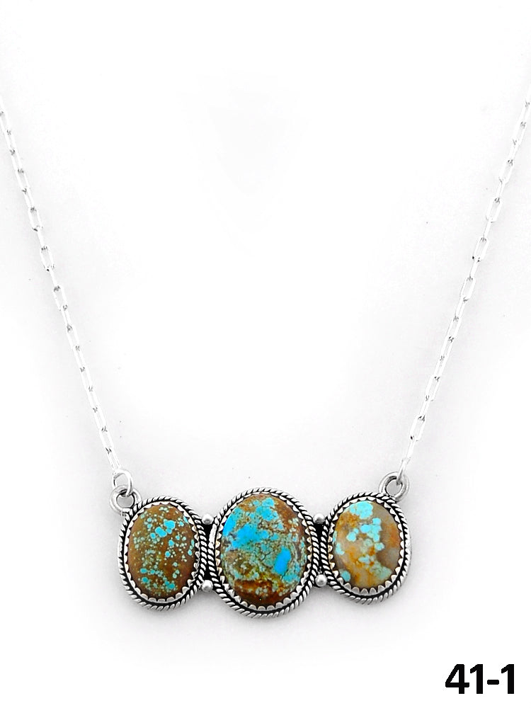 Southwest Handmade #8 Turquoise & Sterling Silver Necklace