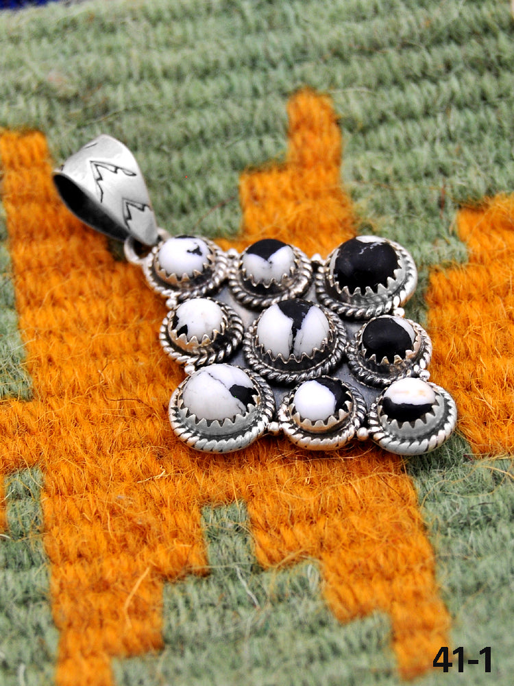 Southwest Made White Buffalo Turquoise & Sterling Silver Pendant