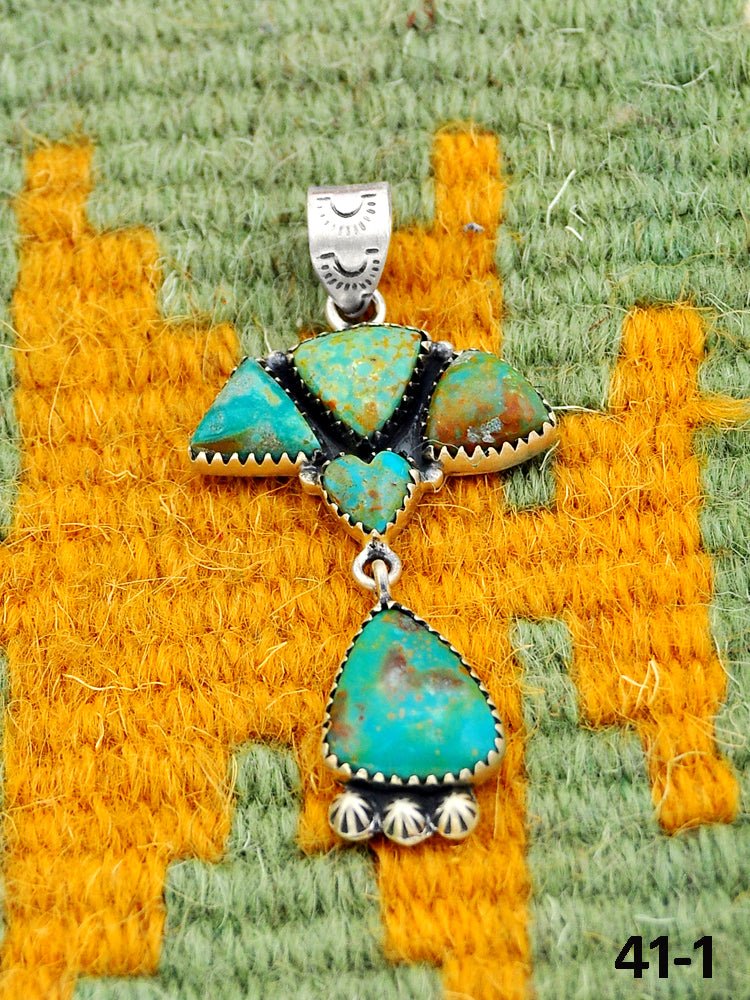 Southwest Handmade Santa Maria Turquoise & Sterling Silver Pendants
