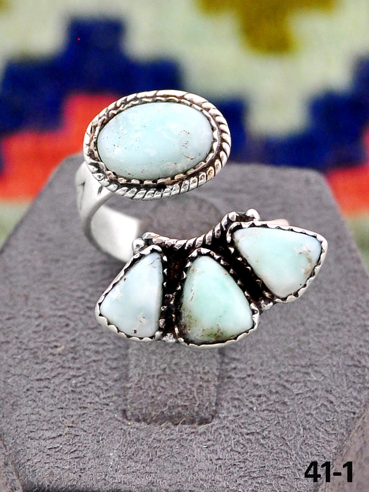 Southwest Handmade Paloma Turquoise & Sterling Silver Adjustable Ring