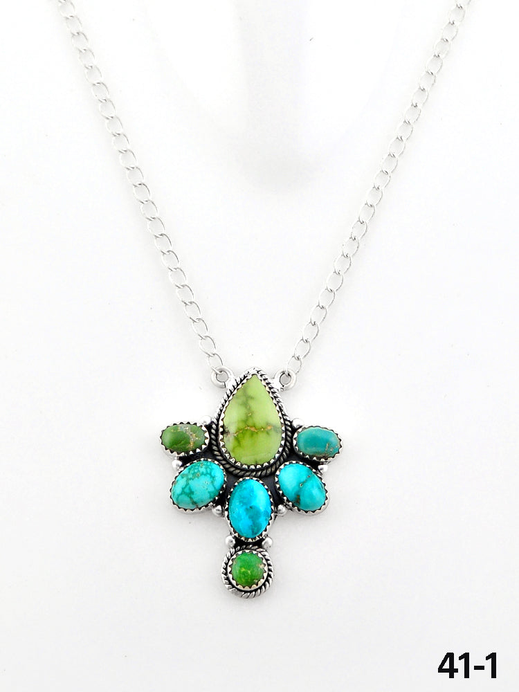 Southwest Made Emerald Valley Turquoise & Sterling Silver Necklace