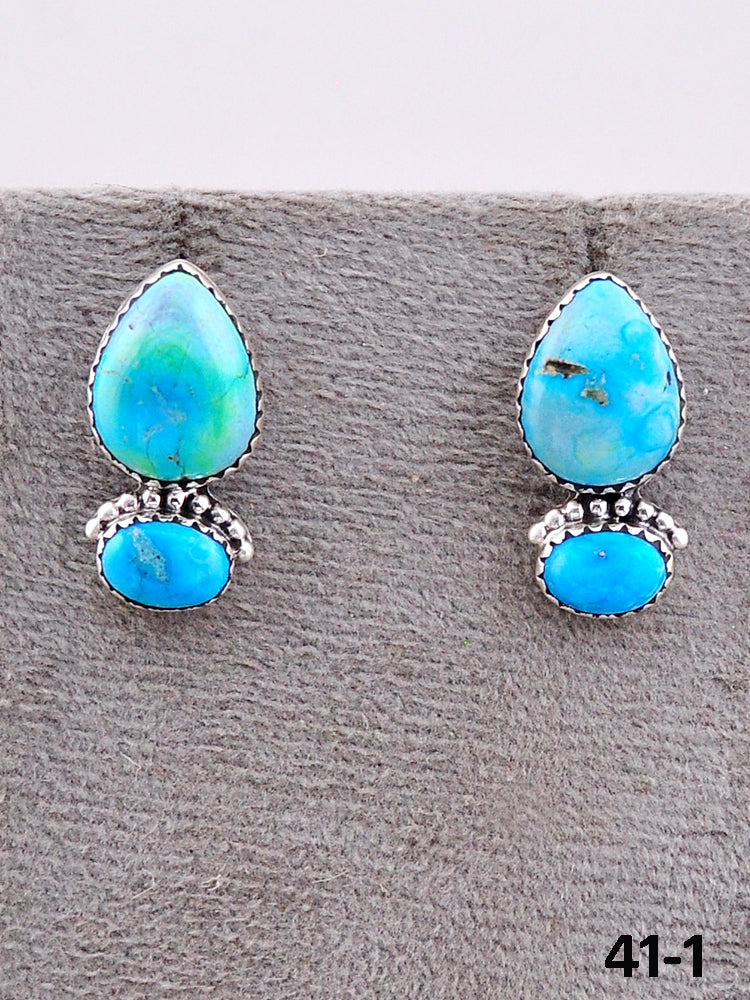 Southwest Handmade White Water & Sterling Silver Post Earrings