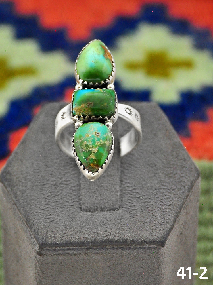 Southwest Made Sonoran Mountain Turquoise & Sterling Sliver Adjustable Ring